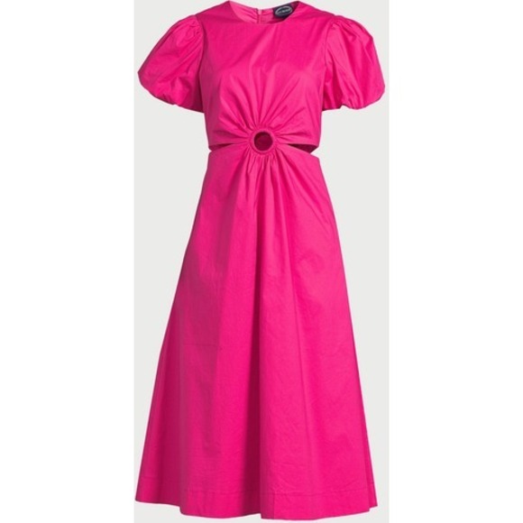 Scoop Womens Cut Out Midi Dress w Puff Sleeve Beetroot Purple Pink Size XS (0-2) - Picture 5 of 7